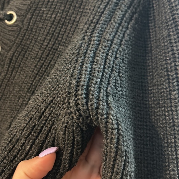 Grey Cropped Laces Pirate Forever 21 Baggy Sweater - Picture 5 of 7